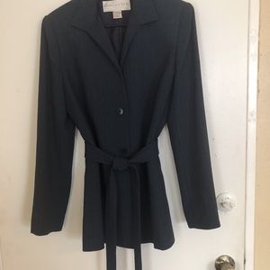 DONCASTER Navy/Black Herringbone Pattern Pant Suit